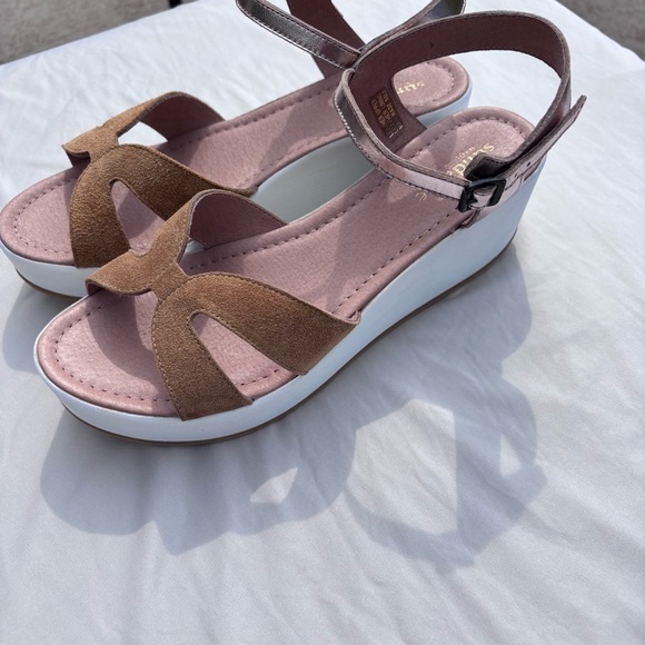 Sundance Sandals 10 Brown platform wedge Womens Shoes Made In Italy - Picture 3 of 14